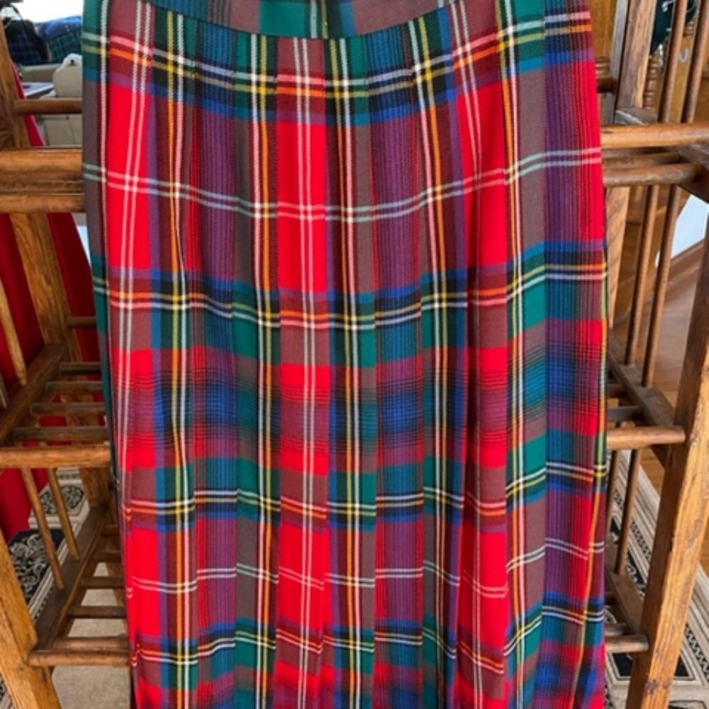 Pleated Plaid Skirt